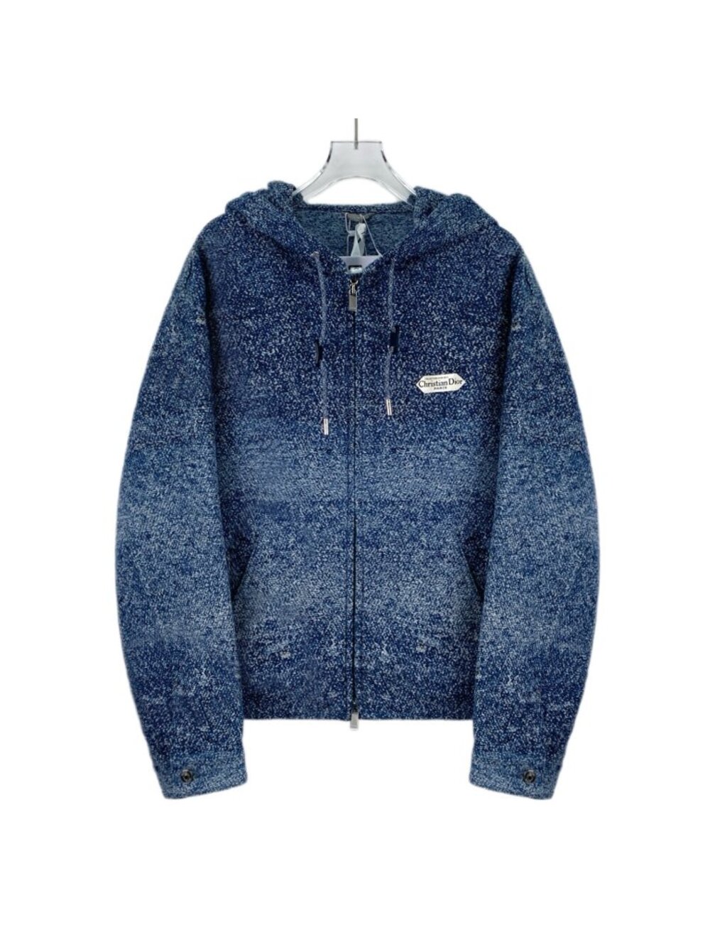 Dior Blue Logo Hooded Zip-Up Jacket